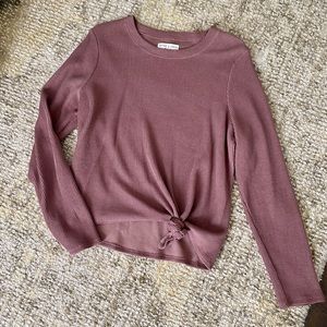 Madwell Texture & Thread Front Knot Jacquard Top